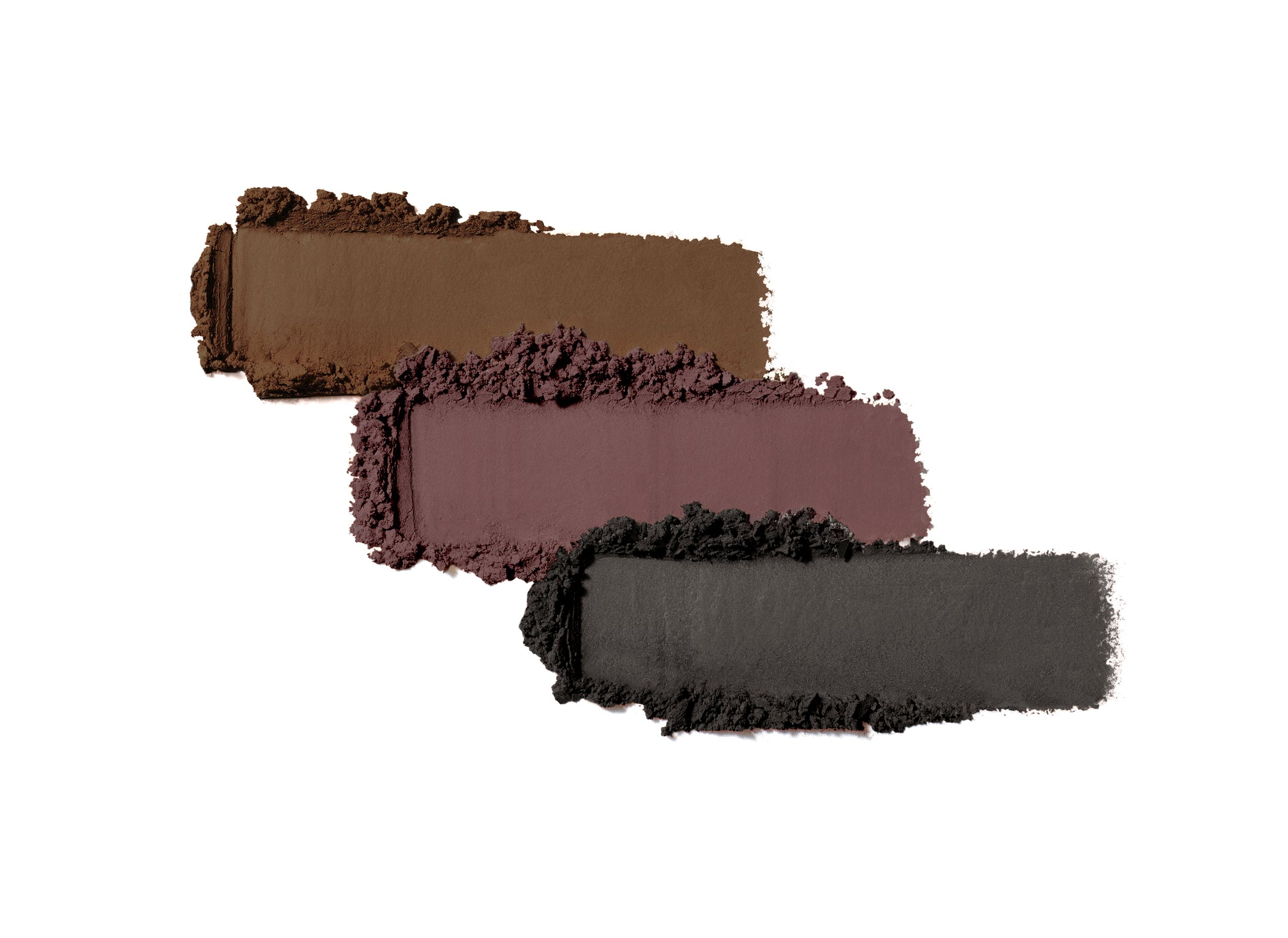 swatch eyeshadow palette trio bruin, paars en zwart mat
