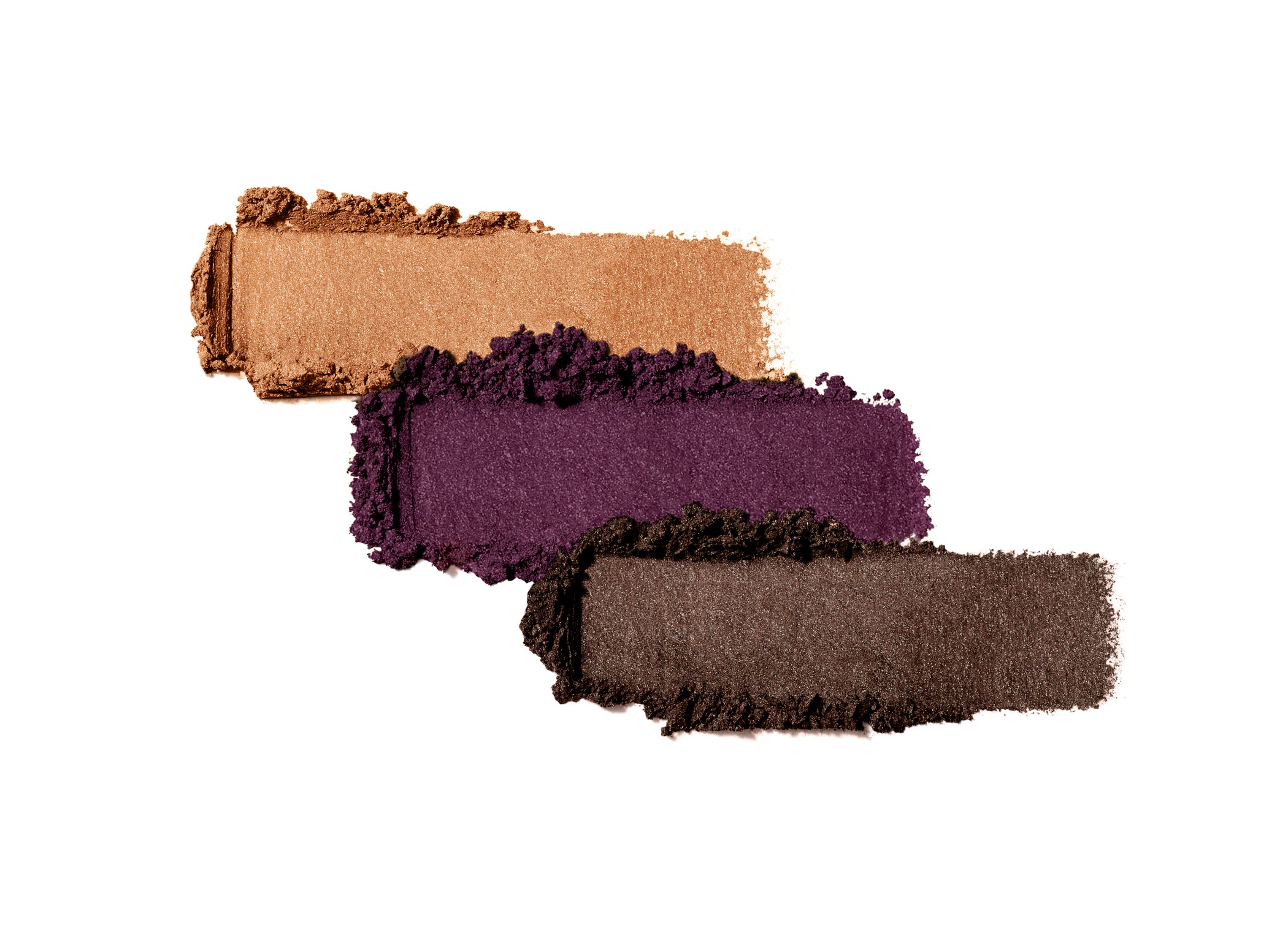 swatch eyeshadow palette trio koper, paars en bruine tint